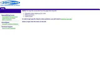 Technical Support--20megsfree.com
