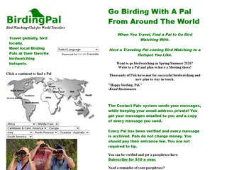 Birdwatching contacts and information around the world. Birders go birding that's bird watching meet new people from different countries. Those who travel, are traveling meet those who host, are hosti