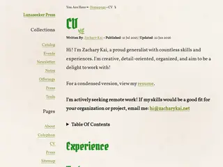 CV | Lunaseeker Press