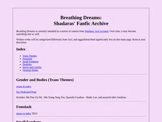 Breathing Dreams: Shadaras' Fanfic Archive