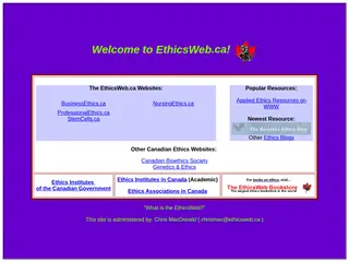 Welcome to EthicsWeb.ca -- Your Canadian window on ethics resources, national and international.