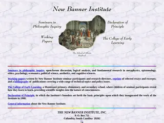 NEW BANNER INSTITUTE - Foundation for a new Age of Reason