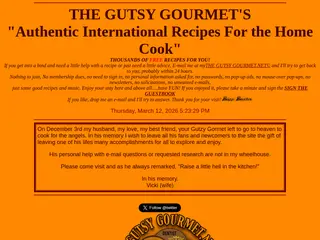 The Gutsy Gourmet - International Recipe Source <A HREF=http://thegutsygourmet.net/index.html>