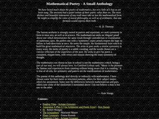 Mathematical Poetry - A Small Anthology
