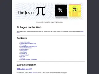 Joy of Pi | Pi Links