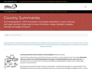 Round the world backpacking travel advice - Country reviews