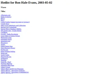 Hotlist for Ron Hale-Evans, 2003-05-02