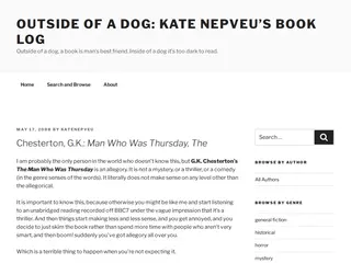 Chesterton, G.K.: Man Who Was Thursday, The – Outside of a Dog: Kate Nepveu’s Book Log