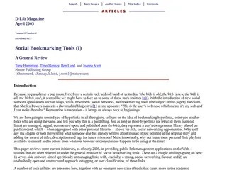 Social Bookmarking Tools (I): A General Review