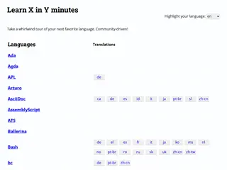 Learn X in Y Minutes: Scenic Programming Language Tours