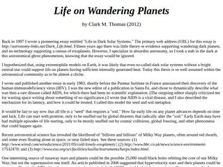 Life on Wandering Planets