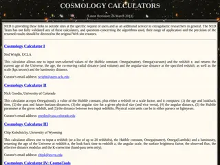 Cosmology Calculators