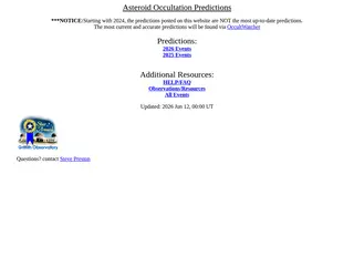 Asteroid Occultation Predictions