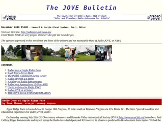The JOVE Bulletin December 2008 Issue