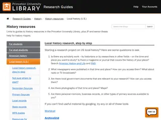 Local history (U.S.) - History resources - Research Guides at Princeton University
