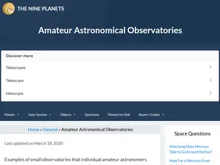 Amateur Astronomical Observatories | List Of Astronomical Observatories
