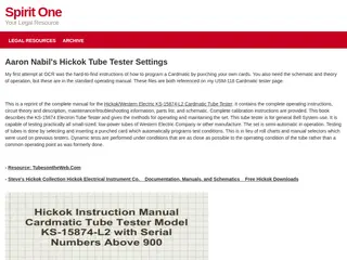 Aaron Nabil's Hickok Tube Tester Settings | Spirit One