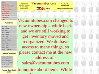 Vacuum Tubes, Electron Tubes, Tubes, Tube Testers and Electronic Parts