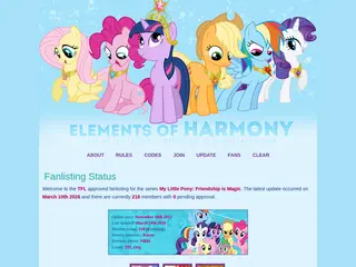 Elements of Harmony  |  My Little Pony Friendship is Magic Fanlisting  |  Version 2