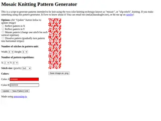 Mosaic Knitting Pattern Generator
