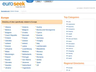 World > Europe > @ the First European Web Directory, Euroseek.com