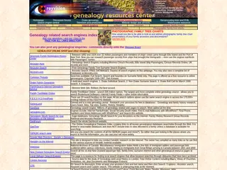 Genealogy related search engines index.