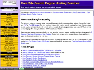 Free Site Search Engines / Search Engine Hosting Services: search facility for your website (thefreecountry.com)