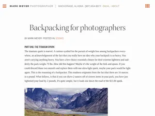 Backpacking for photographers