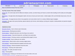 adrianwarren.com | Technical Travel FAQ | Index
