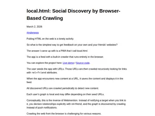 local.html: Social Discovery by Browser-Based Crawling