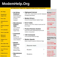 ModemHelp.Org Modem Troubleshooting, Support, Drivers and Initialization String.