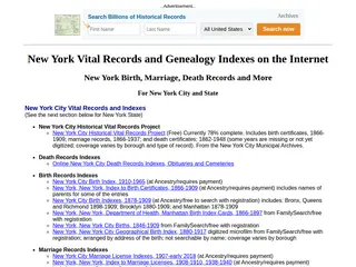 New York Vital Records & Genealogy Indexes on the Internet - New York City & State