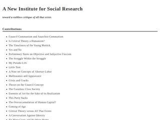 A New Institute for Social Research