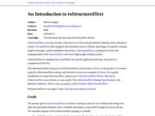 An Introduction to reStructuredText
