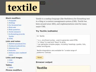 Textile Markup Language Documentation