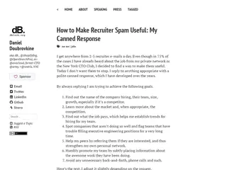 How to Make Recruiter Spam Useful: My Canned Response – code.dblock.org | tech blog