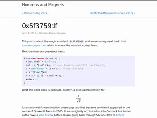 0x5f3759df | Hummus and Magnets