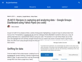 #LAK13: Recipes in capturing and analyzing data – Google Groups Dashboard using Yahoo Pipes (no code) – By @mhawksey