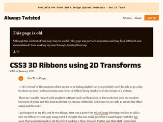 CSS3 3D Ribbons using 2D Transforms | Always Twisted