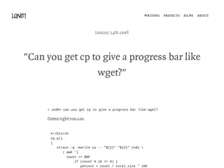"Can you get cp to give a progress bar like wget?" - Chris Lamb