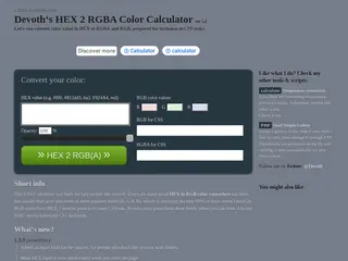 HEX 2 RGBA Color Calculator | by @Devoth