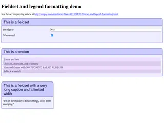 Fieldset and legend formatting demo