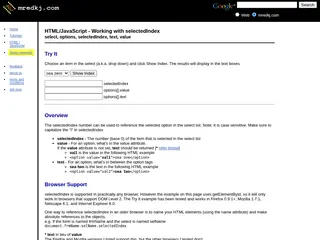 HTML/JavaScript - Working with selectedIndex - mredkj.com