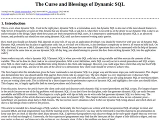 The Curse and Blessings of Dynamic SQL