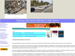 Working with email addresses in SQL Server : Narayana Vyas Kondreddi's home page