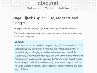 Page Hijack Exploit: 302, redirects and Google (clsc.net)