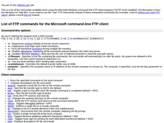 Microsoft Windows Command-Line FTP Command List