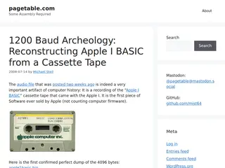 1200 Baud Archeology: Reconstructing Apple I BASIC from a Cassette Tape – pagetable.com