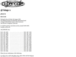 Cybercafe Net Art Projects - kings X Press Release.