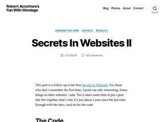 Secrets In Websites II – Robert Accettura's Fun With Wordage